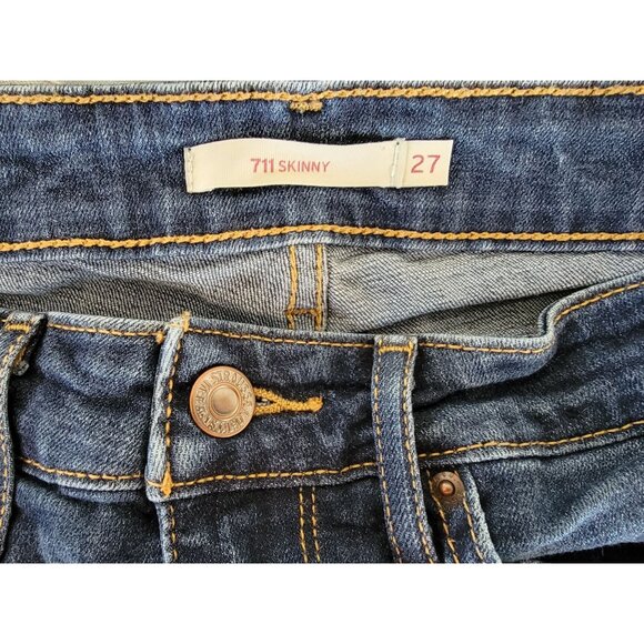 Levis 711 Skinny Jeans Womens Size 27 Blue Mid-Rise Stretch Denim - Picture 4 of 7